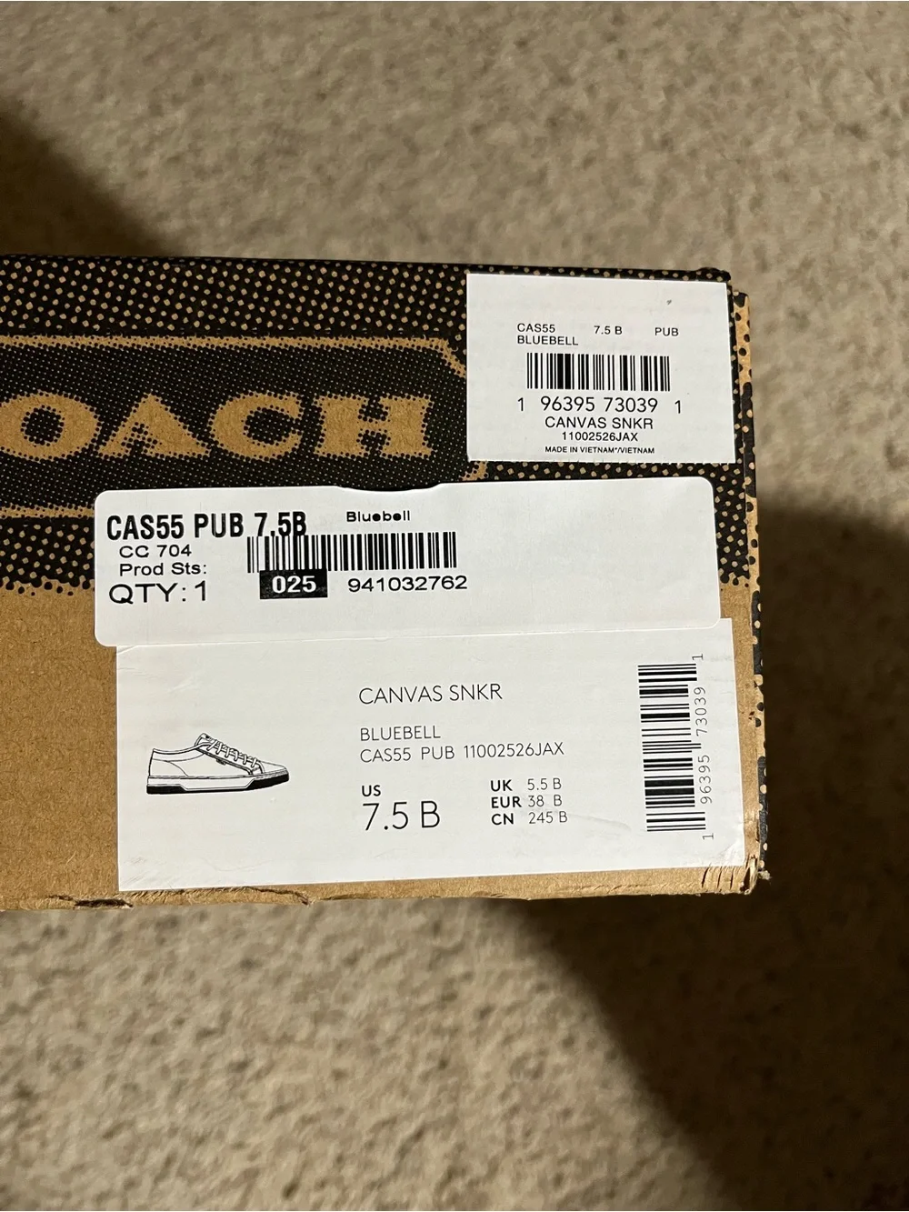 NIB Coach Canvas Sneaker size 7.5B